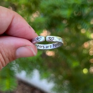 Sisters are Forever Ring, Stackable adjustable sister ring, Sisters are Forever, best friend adjustable ring, best friend ring, sister ring image 4