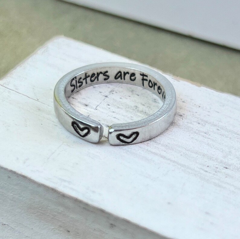 Sisters are Forever Ring, Stackable adjustable sister ring, Sisters are Forever, best friend adjustable ring, best friend ring, sister ring image 3