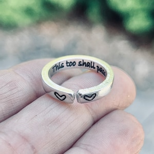 This too shall pass, Mantra Ring, Inspirational ring, Adjustable Ring, This too shall pass, Motivational Ring, Mantra Rings, Shall Pass Ring