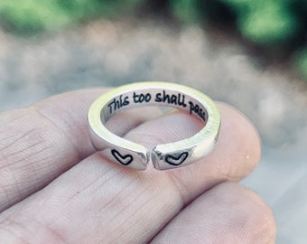 This too shall pass, Mantra Ring, Inspirational ring, Adjustable Ring, This too shall pass, Motivational Ring, Mantra Rings, Shall Pass Ring