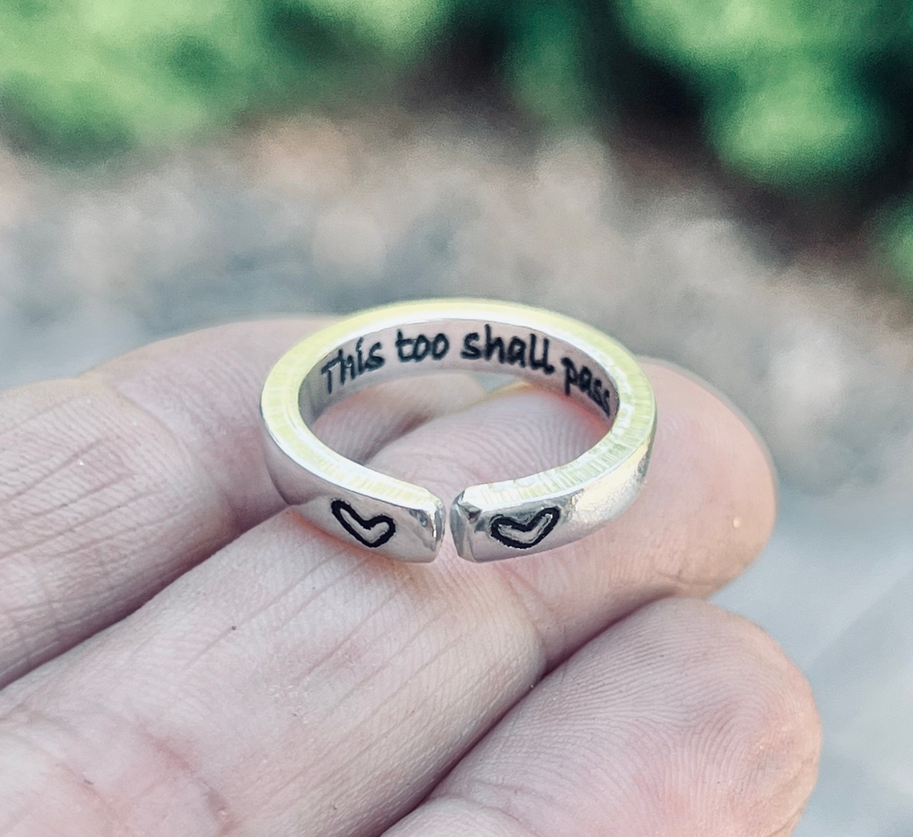 This too shall pass – hand stamped ring – very sturdy ring – great gift –  fun piece of jewelry – SM Made