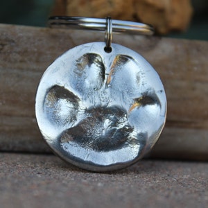 Dog Pawprint Keychain, Real Paw Print Keychain, Paw Print Key Chain, Created from Mold of Animal Paw Print, Real Cat Paw Print Keychain
