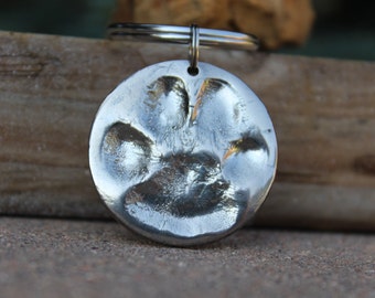 Dog Pawprint Keychain, Real Paw Print Keychain, Paw Print Key Chain, Created from Mold of Animal Paw Print, Real Cat Paw Print Keychain