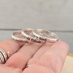 Inspirational Adjustable Silver Ring, Customizable Ring Inside and Out, 925 Sterling or Aluminum Ring, Personalized Adjustable Stacking Ring Bild 2