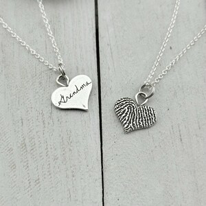 Fingerprint Heart Charm - Tangible Thumbprint Pendant - Pure Silver Memorial Sympathy Necklace | Woman Owned Small Business-Handmade in USA image 5