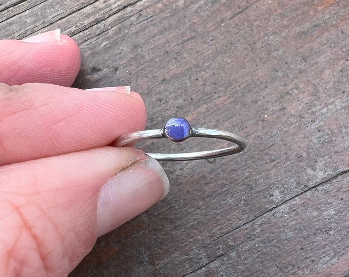 Lavender Purple Ring, Iris Vitreous Enamel, Glass Stone Ring, Harold Purple Ring, Birthstone Jewelry, Stackable Stone Jewelry, Stacking Ring