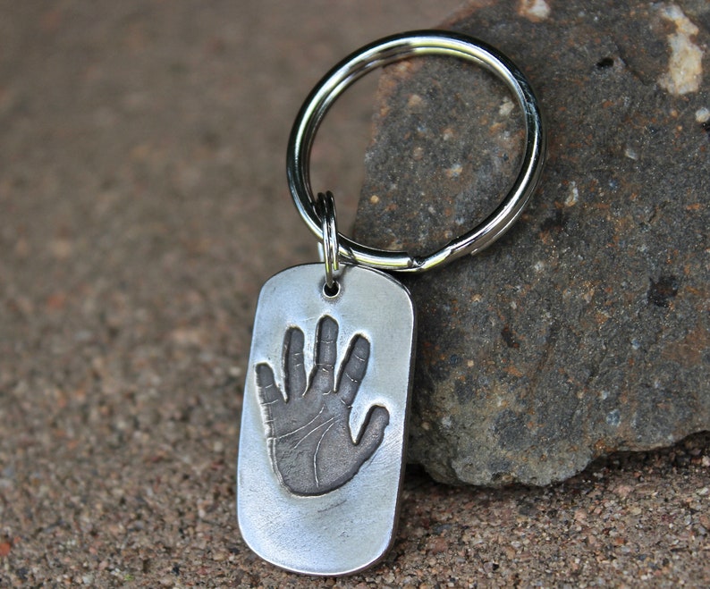 Handprint Keychain Real Handprint Keychain Handprint Etsy