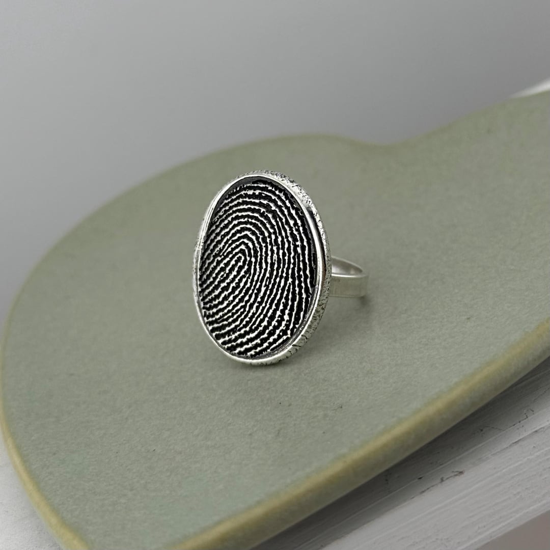Custom Fingerprint Rings Custom Fingerprint Ring: Sterling Silver Memorial Jewelry - Etsy