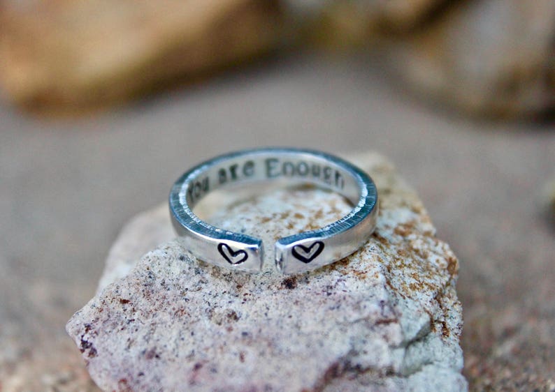 You Are Enough Ring Inspirational and Adjustable Ring Gift Etsy