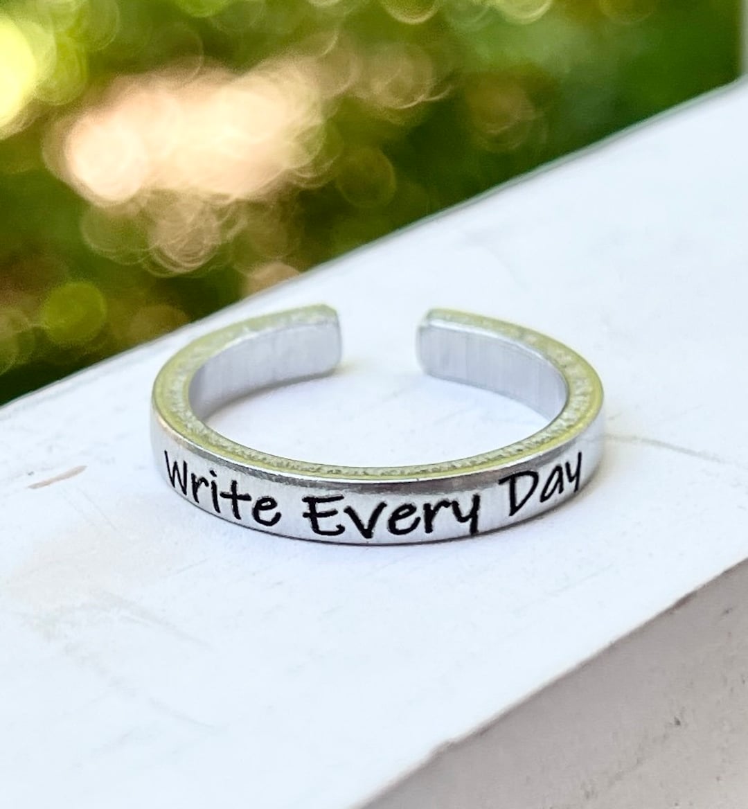 Adjustable Aluminum Ring: Writer Gift, Stackable Inspiration - Etsy