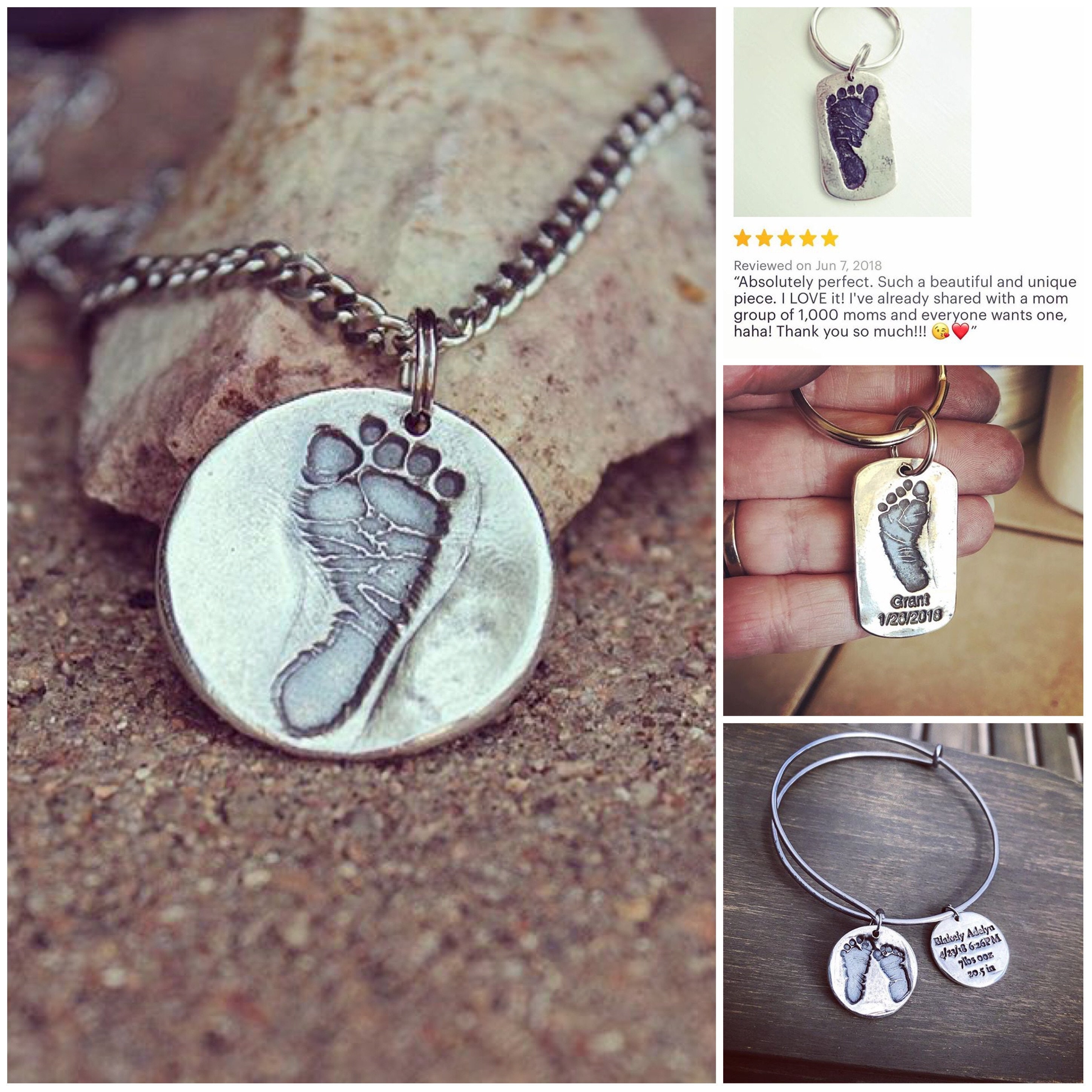 Footprint Charm Baby footprint charm gift for Dad gift for Etsy