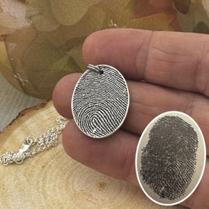 Fingerprint Pendant in Pure Silver. Entirely custom made upon order. Memorial Bereavement Keepsake, Handmade Thumbprint Charm Necklace