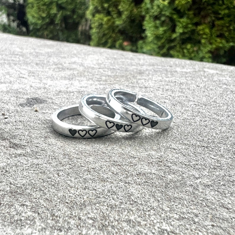 Sibling Rings Sister Ring Set: Triple Hearts, Matching Adjustable Rings for Sisters ...