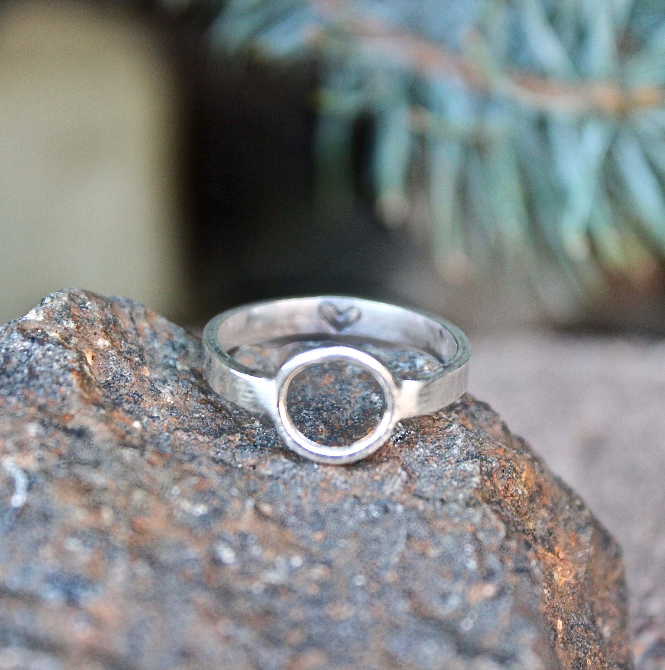 Sterling Silver Circle Ring With a Heart Stamped on the - Etsy