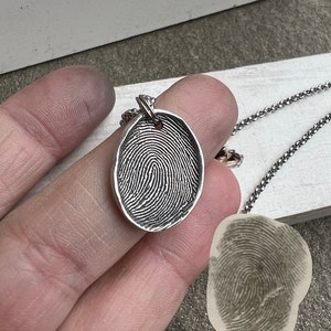 Fingerprint Charm, Fingerprint Jewelry, Fingerprint Necklace, Sterling Silver, Fingerprint Charms, Ink Fingerprint, Memorial Jewelry, Finger