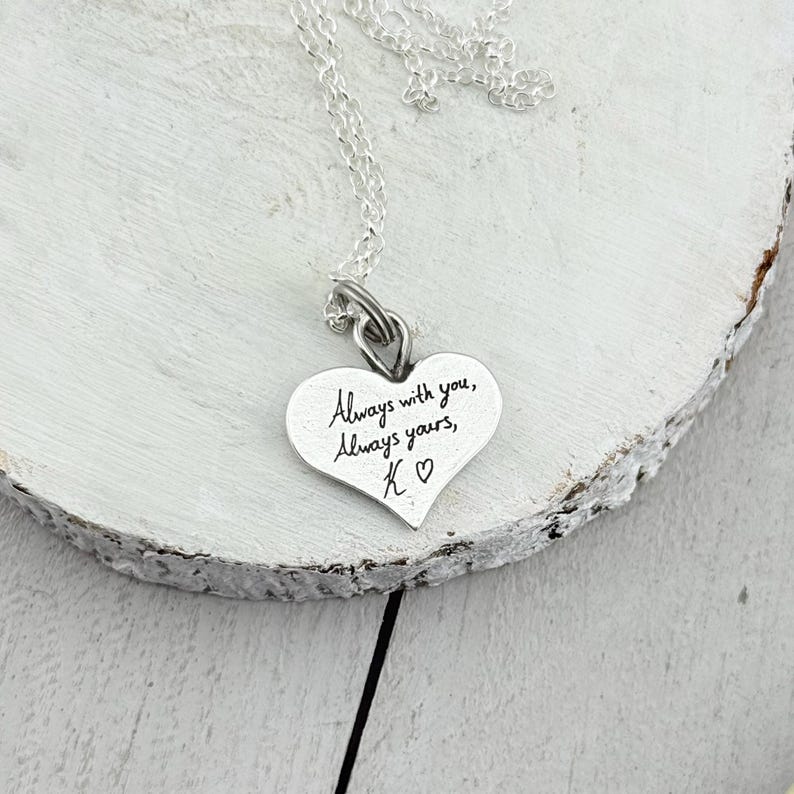 Fingerprint Heart Charm - Tangible Thumbprint Pendant - Pure Silver Memorial Sympathy Necklace | Woman Owned Small Business-Handmade in USA image 8