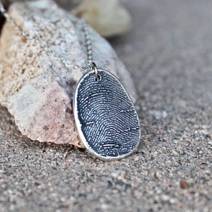 Fingerprint Charm, Thumbprint Charm, Handwriting on Back, Personalized Necklace, Custom Sympathy Gift, Rustic Style Jewelry, Memorial Gift image 7