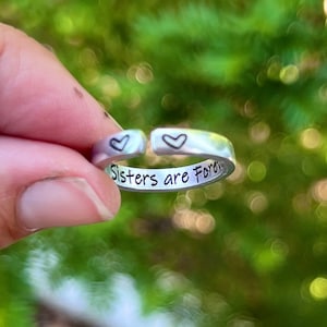 Sisters are Forever Ring, Stackable adjustable sister ring, Sisters are Forever, best friend adjustable ring, best friend ring, sister ring image 2