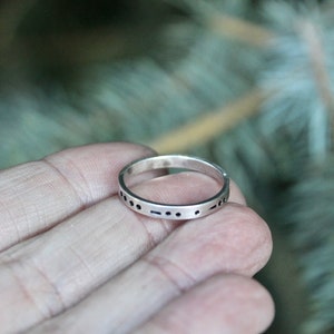 Morse Code in Sterling Silver, You Customize up to 20 Dots & Dashes Ring, Secret Message in Morse Code, Unisex Adult Ring image 3