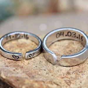 Couple Ring Set, Matching Ring Set, Ring for Boyfriend, Girlfriend Gift, Anniversary gift, Date Ring, Couple Jewelry, Jewelry for couples image 4