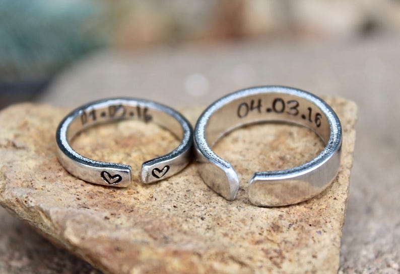 Couple Ring Set, Matching Ring Set, Ring for Boyfriend, Girlfriend Gift, Anniversary gift, Date Ring, Couple Jewelry, Jewelry for couples image 4