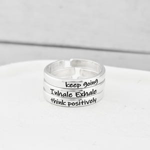 Inspirational Adjustable Silver Ring, Customizable Ring Inside and Out, 925 Sterling or Aluminum Ring, Personalized Adjustable Stacking Ring Bild 14