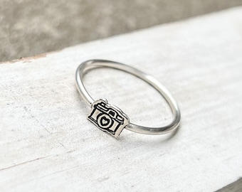Sterling Silver Camera Ring: Photographer Gift, Capture Life Jewelry