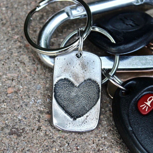 Double Fingerprint Keychain, Two Fingerprints Keychain, Heart Fingerprint Keychain, Memorial Gift, Dual Fingerprint Sympathy Gift, Keepsake