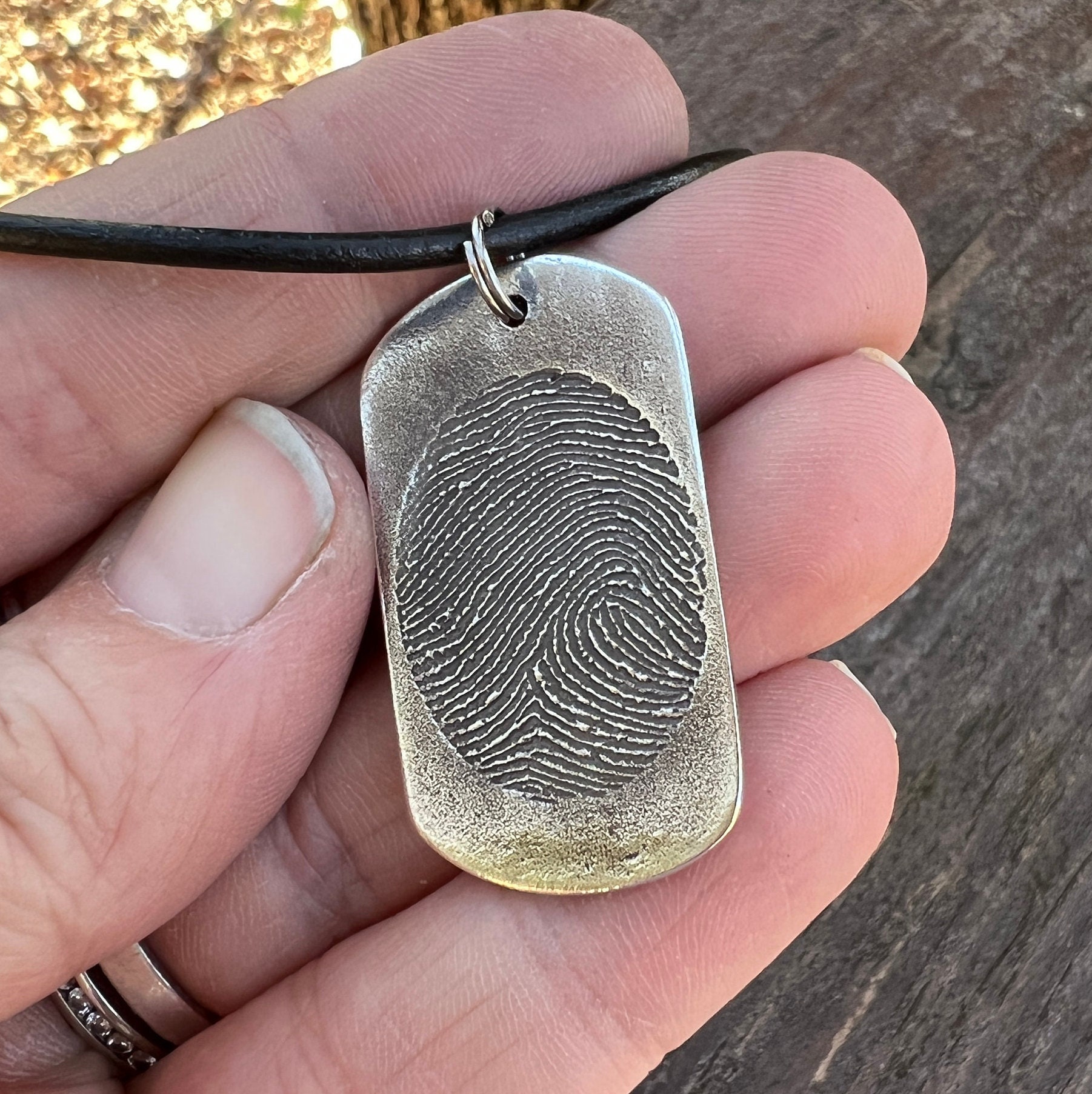 Fingerprint Gift for Him, Solid Silver Thumbprint Charm Handwriting Jewelry, Memorial Bereavement Sympathy Gift, Custom Personalized Jewelry