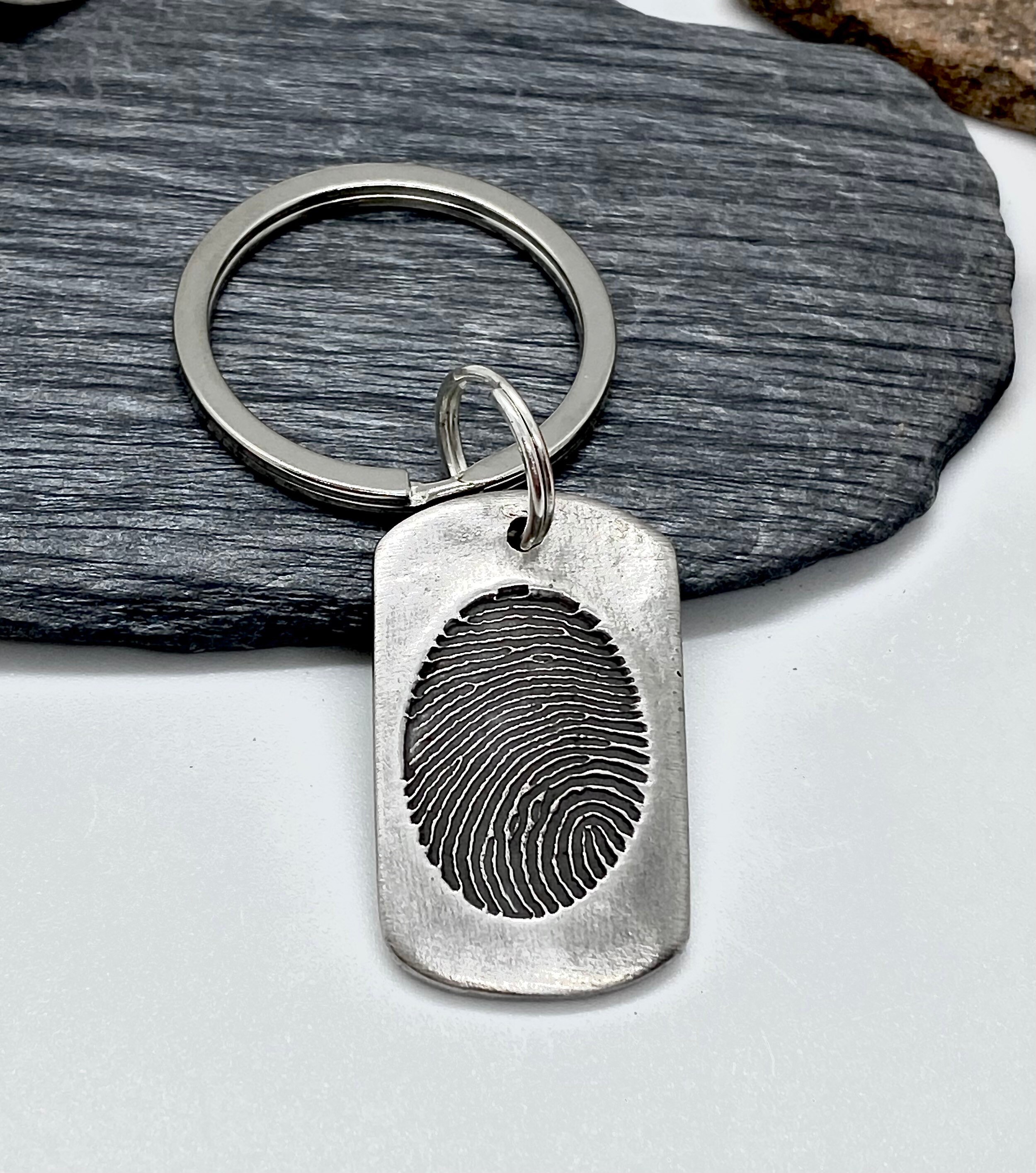 Truly Handmade Fingerprint Keychain Thumbprint Keychain Memorial