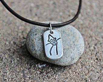 Father's Day Gift, Your Child's Drawing Charm, Kid's artwork, Dad, Child's Real Drawing Sterling Silver Charm, Leather, Father's Day Gift