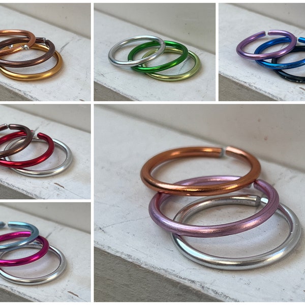 Colorful Stacking Rings, Adjustable Anodized Aluminum Stacking Rings, Blue, Pink, Green, Red, Silver, Gold, Bronze, Brown, Purple Ring Gift