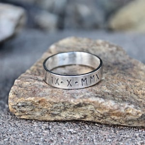 Men s Roman Numeral Date Ring Sterling Silver Roman Numeral Date