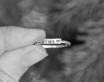 Sterling Silver Runner Ring: Custom Marathon Jewelry
