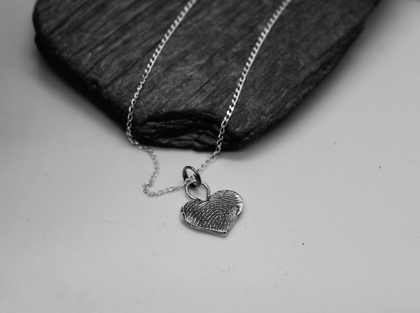 Heart Fingerprint Necklace Fingerprint Heart Charm Sterling - Etsy