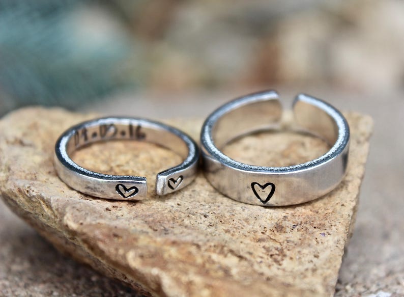 Couple Ring Set, Matching Ring Set, Ring for Boyfriend, Girlfriend Gift, Anniversary gift, Date Ring, Couple Jewelry, Jewelry for couples image 5