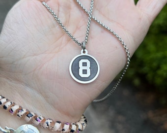 Jersey Number Charm, Baseball Necklace, Lacrosse Jewelry, Ball Player Gift, Sports Gift, Basketball Number, Soccer Number, Choice of Sport