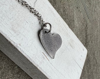 Thumbprint Jewelry, Fingerprint Heart, Memorial Jewelry, Personalized Jewelry, Unique Gift for Loved One, Handmade Jewelry, Handwriting Gift