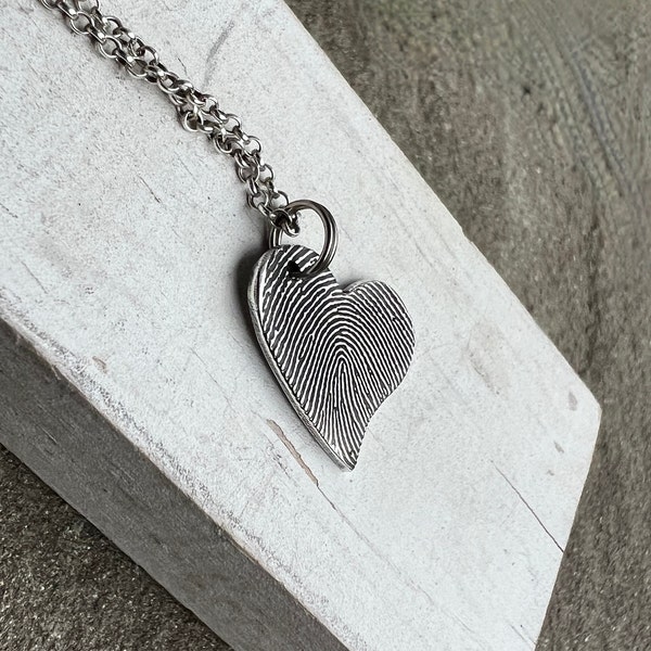 Thumbprint Jewelry, Fingerprint Heart, Memorial Jewelry, Personalized Jewelry, Unique Gift for Loved One, Handmade Jewelry, Handwriting Gift