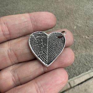 Fingerprint Jewelry Memorial Gift, Thumbprint Heart, Pair of Fingerprints, Spouse Memorial Gift, Heart Fingerprint Necklace, Two Fingerprint