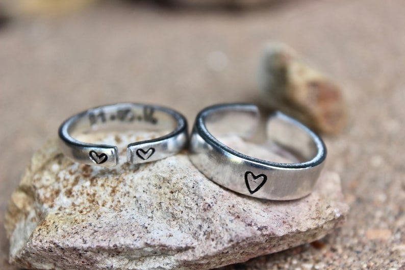 Couple Ring Set, Matching Ring Set, Ring for Boyfriend, Girlfriend Gift, Anniversary gift, Date Ring, Couple Jewelry, Jewelry for couples image 6