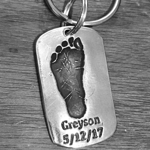 Real Footprint Keychain, Personalized Footprint Keychain, Real Footprint Keychain, Footprint Keepsake, Father’s Day Gift, Truly Handmade