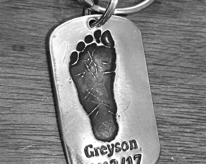 Real Footprint Keychain, Personalized Footprint Keychain, Real Footprint Keychain, Footprint Keepsake, Father’s Day Gift, Order by 6-5-2022