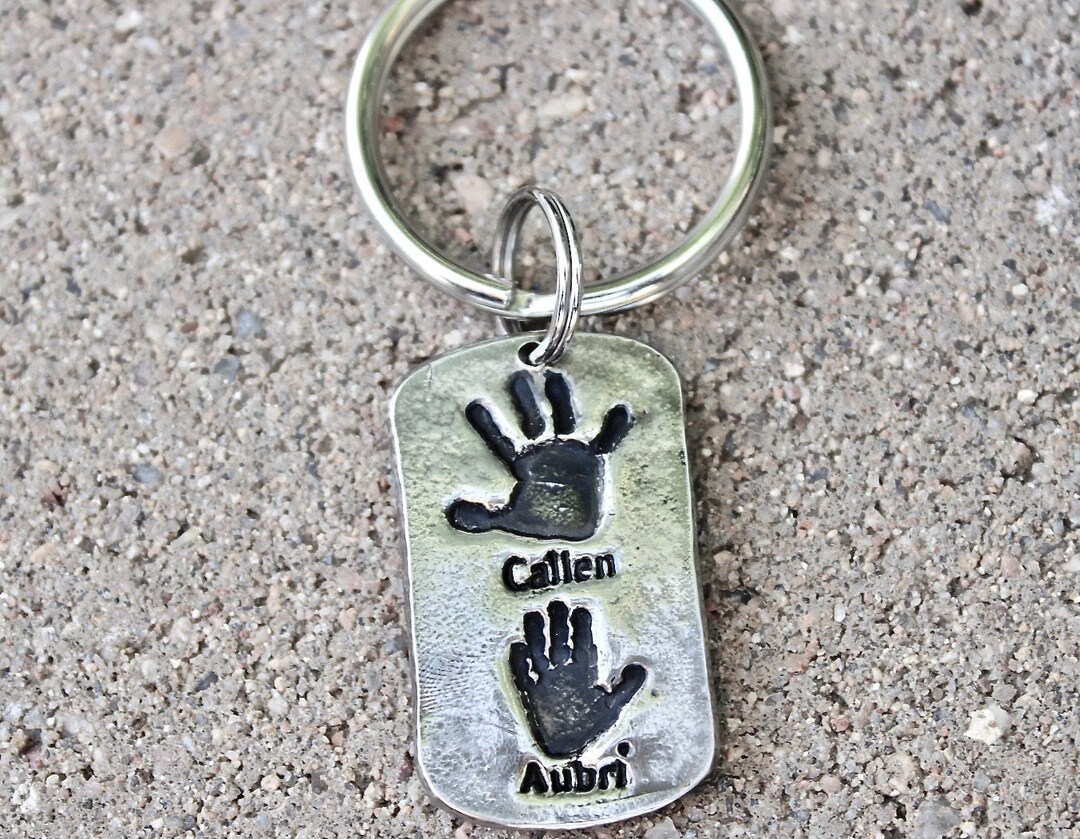 Child Handprints Keychain, Handprint Keychain, Actually Handmade