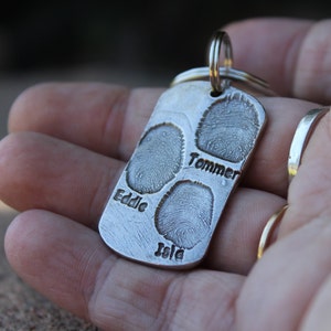 Fingerprint Keychain, Father's Day Gift, Multiple Fingerprint Key chain, Gift for Dad Keychain, Gift for Grandfather, Children Fingerprint image 1