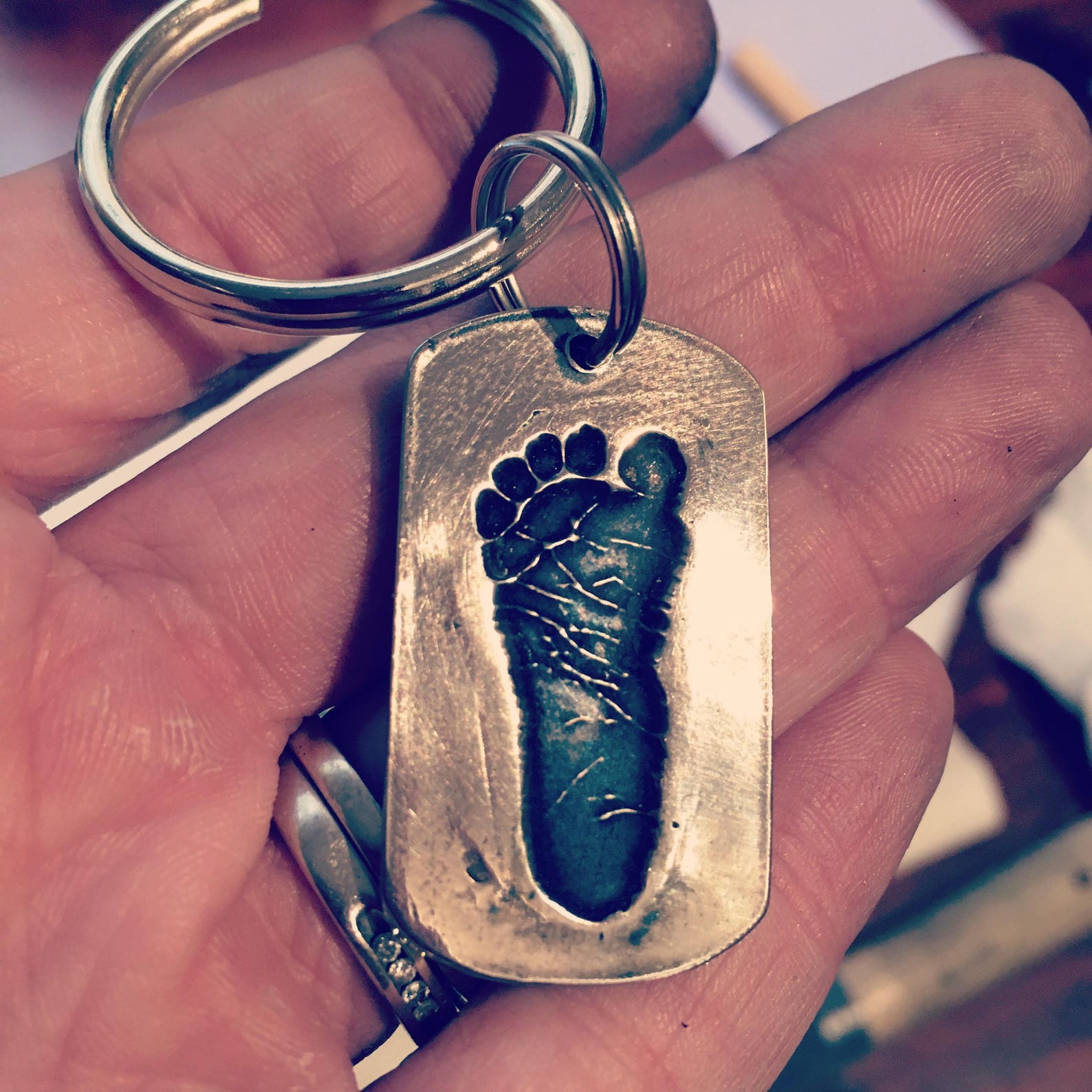 Baby Footprint Keychain Fathers Day Gift Baby's Real Etsy