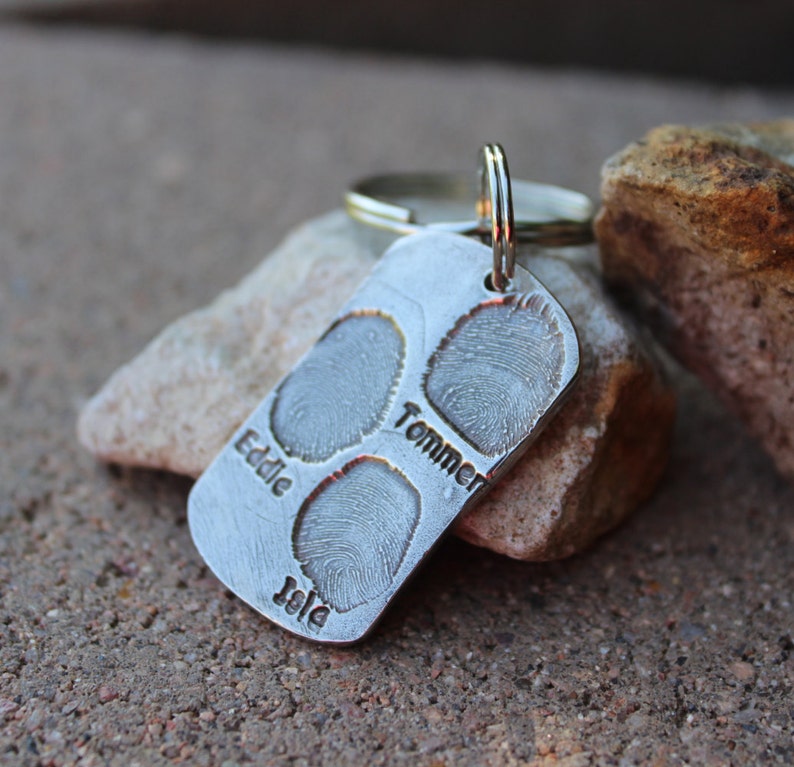 Fingerprint Keychain, Father's Day Gift, Multiple Fingerprint Key chain, Gift for Dad Keychain, Gift for Grandfather, Children Fingerprint image 3