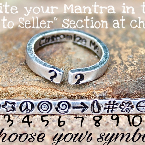 Customize Mantra Ring, Create your own, Inspirational Ring, Custom Inspirational Ring, Customizable Ring, Message inside ring, stamp inside