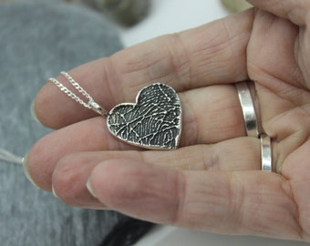 Fingerprint Heart Charm with Bail, Thumbprint Heart Charm, Fingerprint Charm Created from Image of Thumbprint, Heart Shaped Sterling Silver