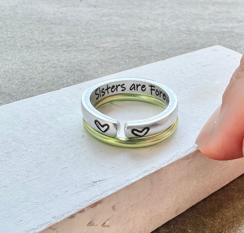 Sisters are Forever Ring, Stackable adjustable sister ring, Sisters are Forever, best friend adjustable ring, best friend ring, sister ring image 1